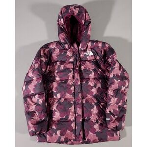 The North Face Moondoggy Down Jacket Girls L 12 Purple Floral Puffer NF0A82Y9